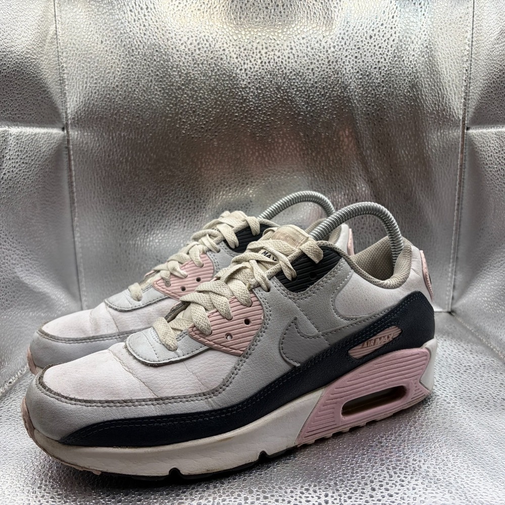 Size 7Y Nike Air Max 90 White Pink Kids Athletic Sneaker Shoes HF6358-104 - Picture 7 of 11